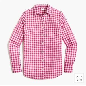 J. Crew Gingham Button Down Long Sleeve Top Oversized XS Western Preppy